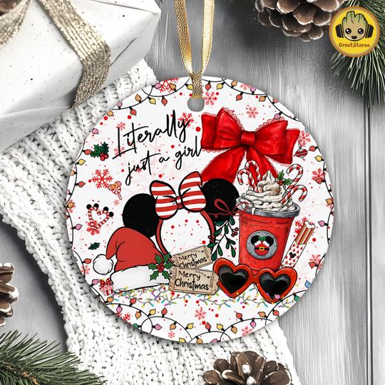 Discover Trendy Ornament Christmas Png, Cartoon Christmas Ornament PNG, Literally Just A Girl PNG Ornament, Christmas Round Ornament Png