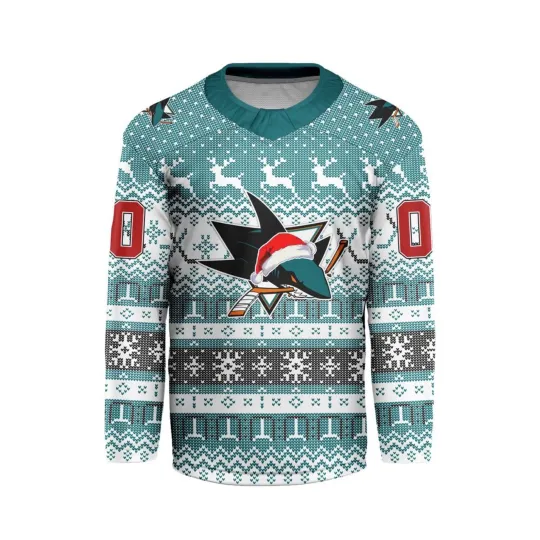 Personalized San Jose Sharks Christmas Hockey Shirt Fan Gear Gift