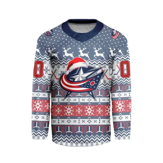 Discover Personalized Columbus Blue Jackets 2025 Christmas Hockey Shirt Design