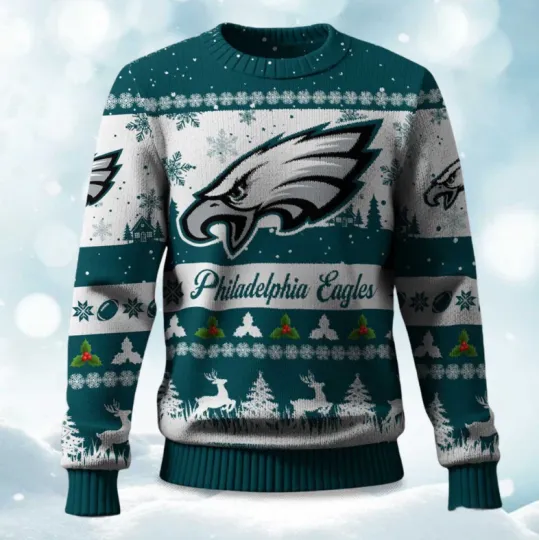 Christmas Eagles Reindeer and Tree Ugly Sweater