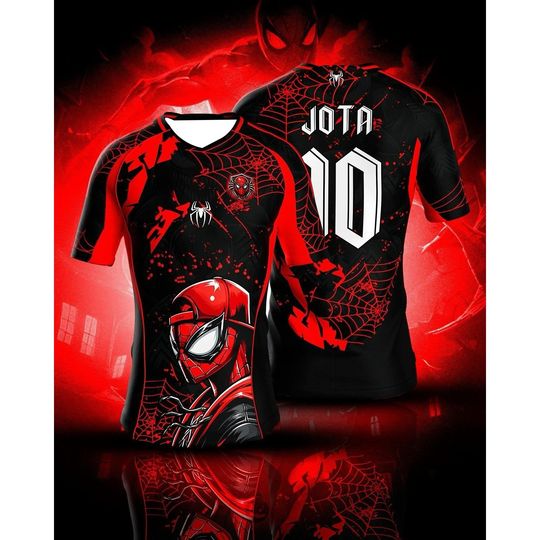 Spider - Man Themed Soccer Jersey Black & Red “BLACK #7” Interclasse 2025 Unique Superhero Fan Wear Size for Adults and Children