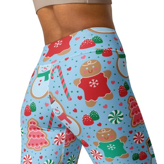 Discover Christmas Cookie Leggings, Snowman Gingerbread Print, Cute Holiday Yoga Pants, Winter Workout Leggings, Gift for Her, Festive Lounge Wear