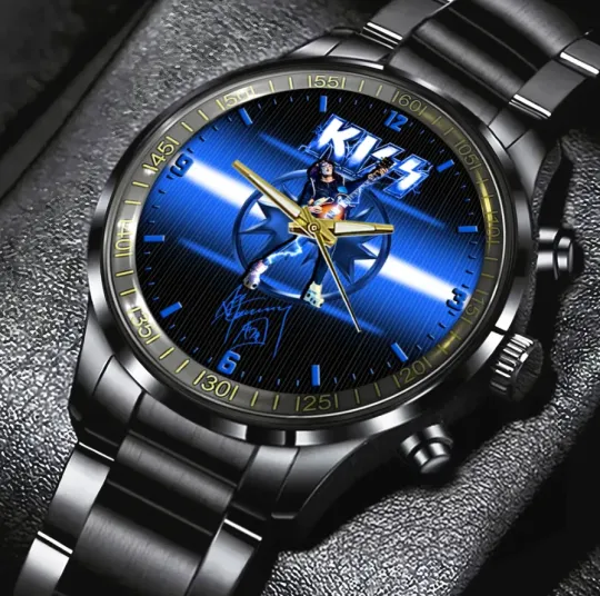 Discover Kiss Band Ace Frehley Signatures Black Stainless Steel Watch