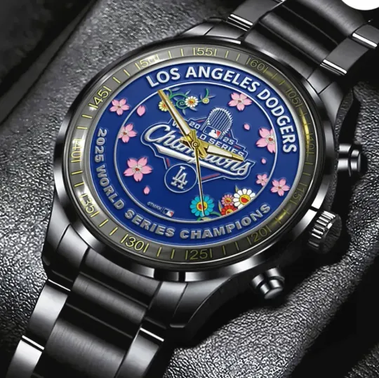 Discover Los Angeles Dodger World Series Champions Black Stainless Steel Watch