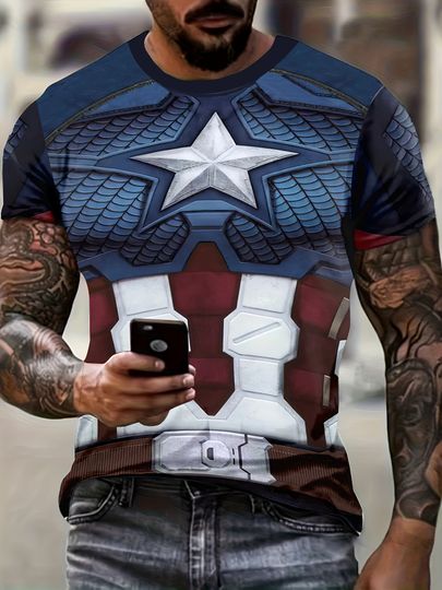 Marvel Men Superhero Graphic T-Shirt Captain America Spiderman Deadpool T shirt