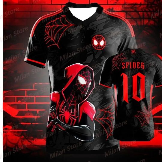 Marvel Spider-Man 3D Print Sports Quick Dry Breathable Men Tshirt Football Jersey Baby Parent-child Outfit Boy Girl Short Sleeve