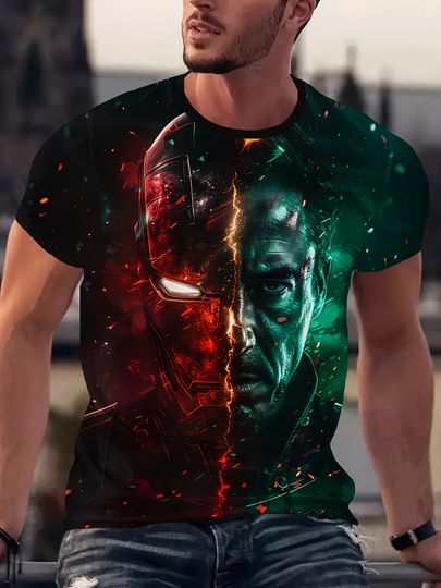 Marvel Iron for Man Graphic T-Shirt for Men Summer Superhero Fan Apparel 3D Print Superhero Anime T shirt