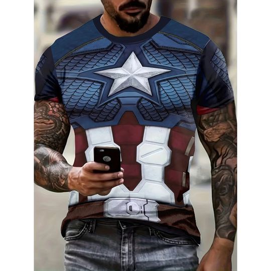 Marvel Men Superhero Graphic T-Shirt Captain America Spiderman Deadpool T shirt