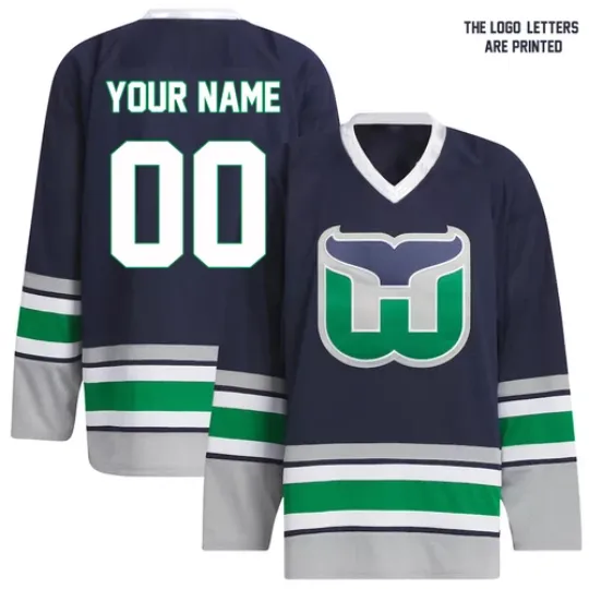 Discover Personalized Hartford Whalers Hockey Shirt Navy Classic Style Fan Gear Gift