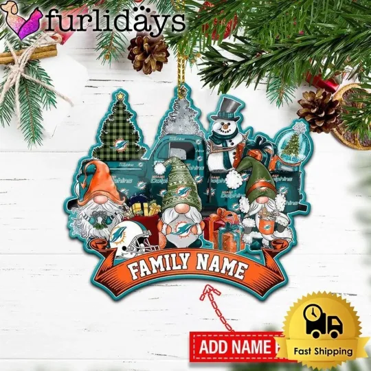 Discover Personalized Miami Football Team Dolphins Christmas Ornament Gift Decor