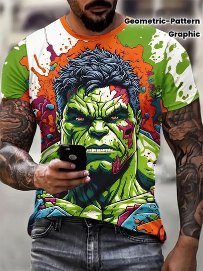 Discover Marvel Hulk Graphic T-Shirt Funny Slogan Lettering 3D Print Superhero Anime T shirt Marvel Tops