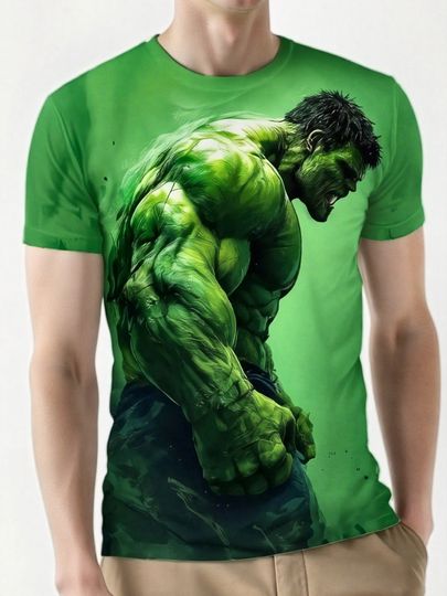 Men Marvel Hulk Graphic T-Shirt Superhero Anime Tee Marvel T Shirt