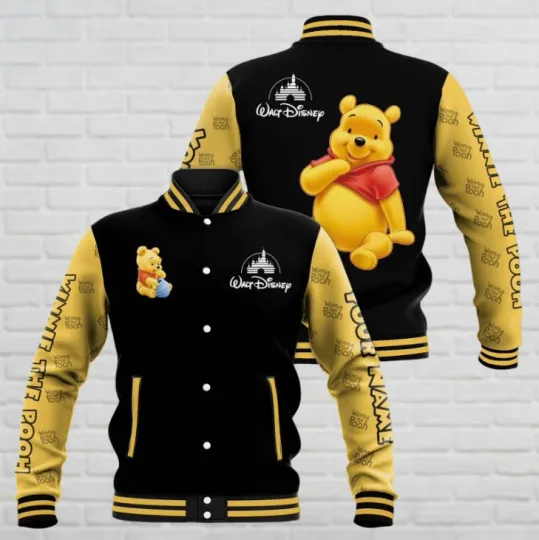 Personalized Pooh Bear The Pooh Character Yellow Bear Baseball Jacket