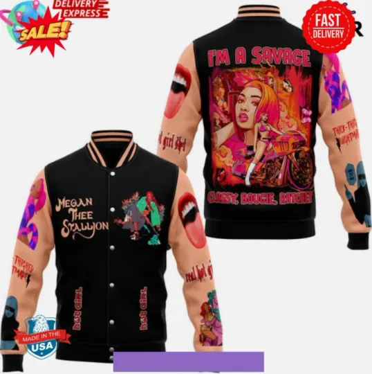 Discover Megan Thee Stallion Classy Bougie Ratchet Baseball Jacket Gift For Christmas