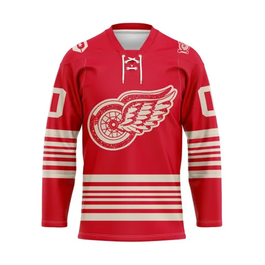 Personalized Detroit Red Wings Centennial Lace Hockey Shirt