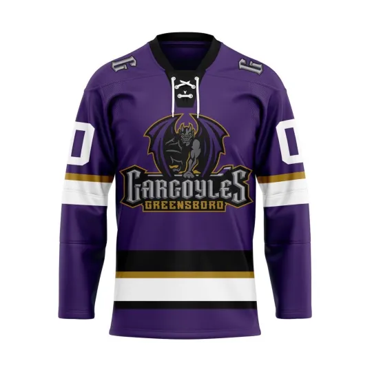 Discover Personalized Greensboro Gargoyles Purple Lace Hockey Shirt Design Men's Fan Gear