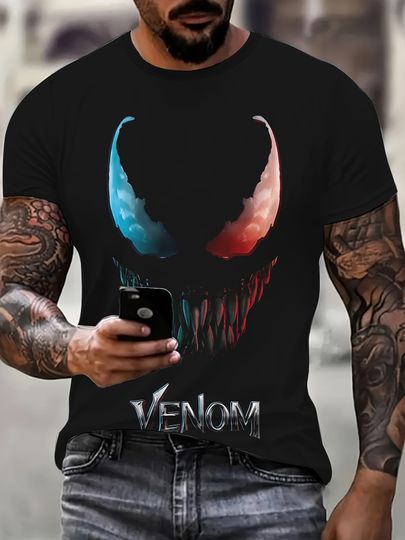 Marvel Licensed Venom Men'S T-Shirt Graphic Designs Humorous Slogans And Letter Prints Superhero Anime T Shirt