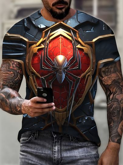 Discover Marvel Men'S Spider Print T-Shirt Superheroes Tee Spiderman T shirt Anime Costume
