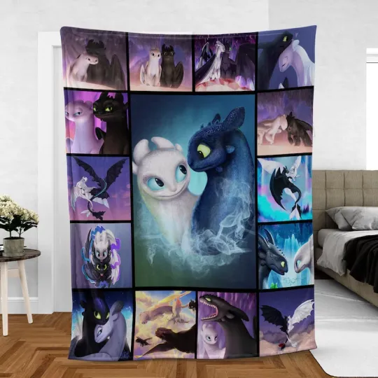 Discover Nightfury Dragon Blanket, Premium Fleece Throw, Cozy Bedding Gift for Fans