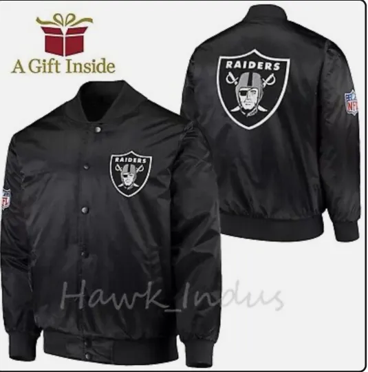 Discover Las Vegas  Black Satin Varsity Jacket