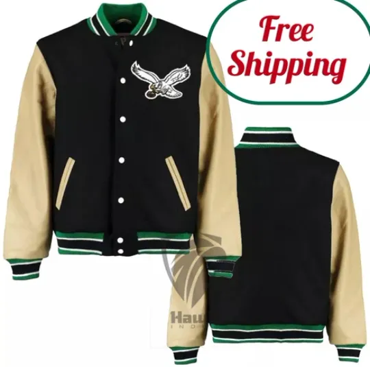 Philadelphia Black Wool Genuine Baseball Jacket