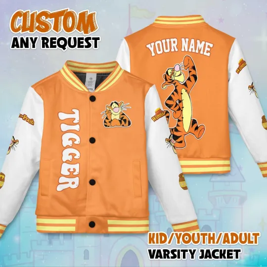 Discover Personalized Bouncy Tigger Cartoon Winnie The Pooh Fans Gift Baseball Jacket