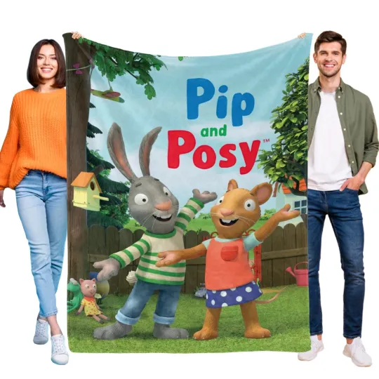 Pip and Posy Blanket Soft Flannel Bed Sofa Throw Cozy Lightweight Birthday Gift