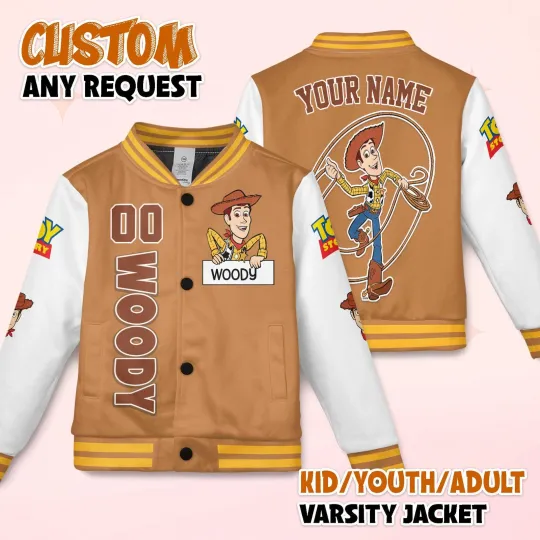 Discover Personalized Sheriff Woody Pixar Toy Story Cartoon Cowboy Xmas Baseball Jacket