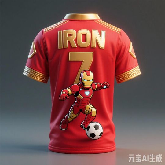 Ai Creative Design 2025 Summer Novel Iron Man Jersey Marvel Hero Iron #7 Red And Gold Quick-Drying Children's/Adult Short Sleeve