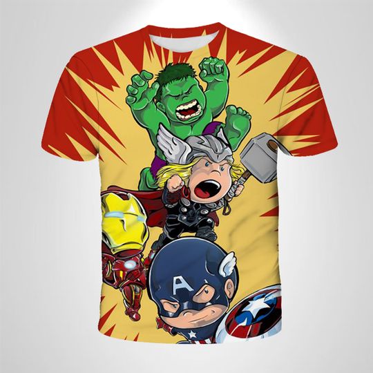 New Marvel Hulk Iron Man Avengers Kids T-shirt Captain America Sports 3D Top Children's Clothing Adult T-shirt Casual Superhero