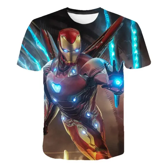 Discover Disney 2024 The Avengers Iron Man Kids Boy Girl Super Hero T-Shirts Short Sleeve Tops Cartoon Casual T Shirt Children Clothes