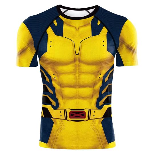 （Miniso）Deadpool Wolverine Summer Men T Shirt 3 Costume Tshirt For Mne Short Sleeve Superhero Training Uniform Tracksuit Top