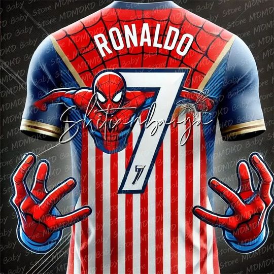 2025 New Spiderman Mbappe Boy Football Jersey Marvel Children T-shirt Fans Special Jersey Kit Summer Breathable Sweatshirt