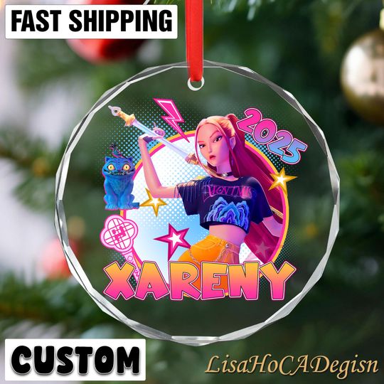 Personalized Mira Rumi Zoey Glass Ornament, KPOP Christmas Keepsake, Demon Hunters Custom Ornament