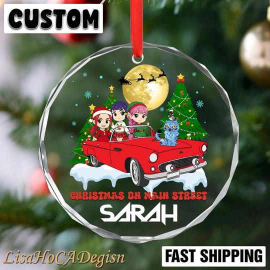 Personalized Name Glass Ornament, KPOP Christmas Keepsake, Mira Rumi Zoey, Demon Hunters Custom Ornament