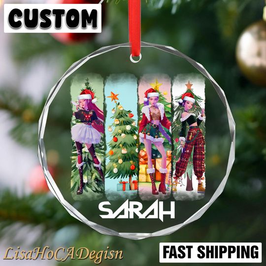 Personalized Glass Ornament, KPOP Christmas Keepsake, Huntrix, Mira Rumi Zoey, Demon Hunters Custom Decor