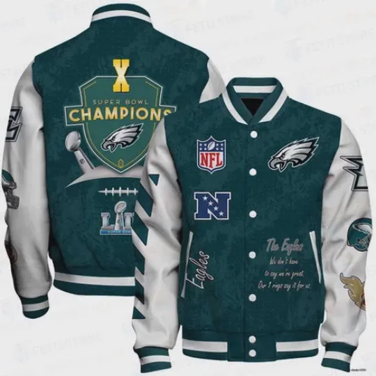 Discover Philadelphia 2025 Champions Print Varsity Jacket SFAT V9 S5XL