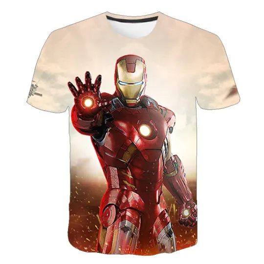 Discover Disney Iron Man Movie Casual T-Shirts 2024 3D Tees Harajuku Graphic Short Sleeves T-Shirts Boys Tshirt Cartoon Girls Clothes