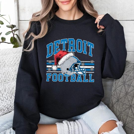 Discover Detroit Football Christmas Sweatshirt, Holiday Game Day Sweatshirt, Xmas Fan Gift
