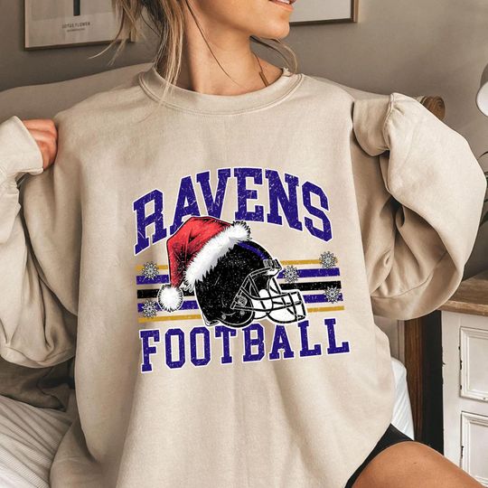 Baltimore Ravens Football Christmas Sweatshirt, Holiday Game Day Sweatshirt, Xmas Fan Gift