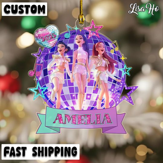 Discover Personalized KPOP Demon Hunter Christmas Ornament, Custom KPDH Acrylic Ornament, Huntrix Ornament