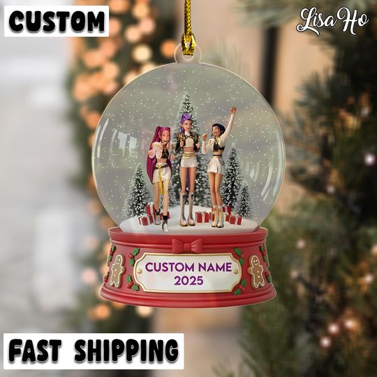 Personalized KPOP Demon Hunter Christmas Ornament, Custom Kpop Demon Hunter Decor, Huntrix Acrylic Ornament