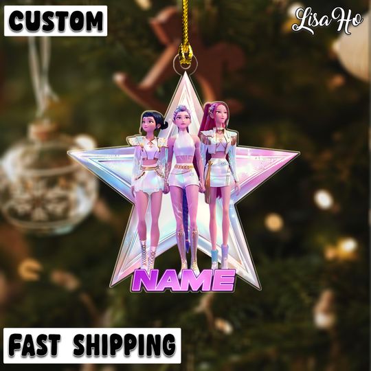 Discover Personalized Huntrix Christmas Ornament, Custom Kpop Demon Hunter Acrylic Ornament, Saja Girls Acrylic Ornament