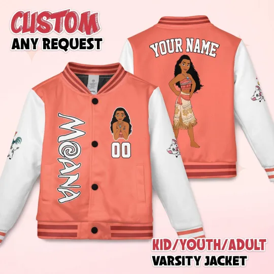 Discover Personalized Moana Princess Island Adventure Gift For Her Xmas Baseball Jacket