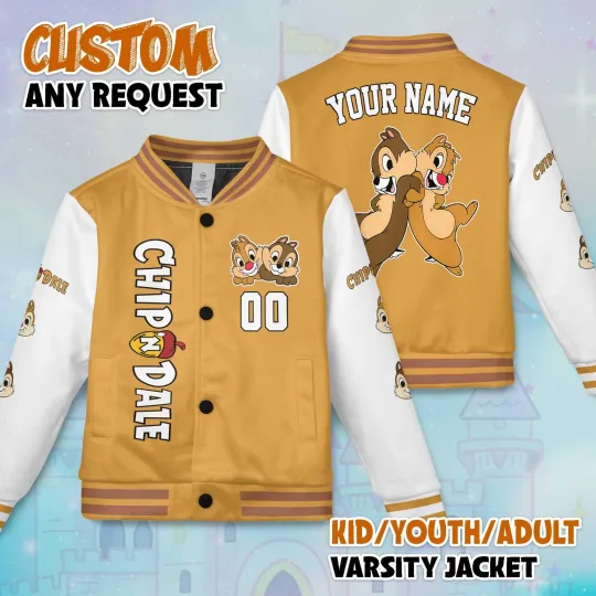 Personalized Funny Chip And Dale Couple Chipmunks Christmas Gift Baseball Jacket