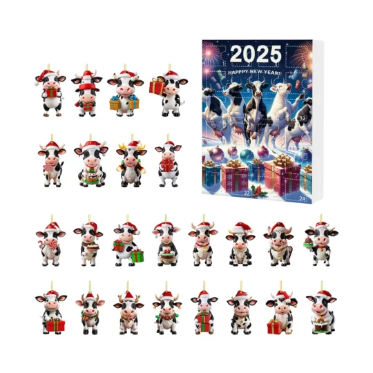 Discover Christmas Countdown Dairy Cow Advent Calendar 24 Days of Festive 2D Blind Boxes