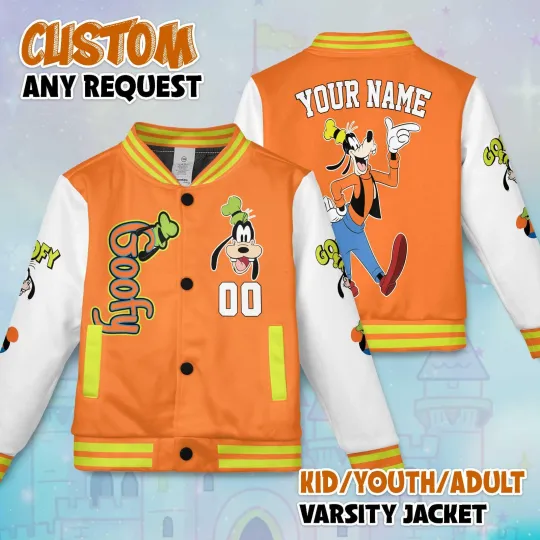 Discover Personalized Funny Goofy Pose Mickey & Friends Cartoon Goofy Dog Baseball Jacket