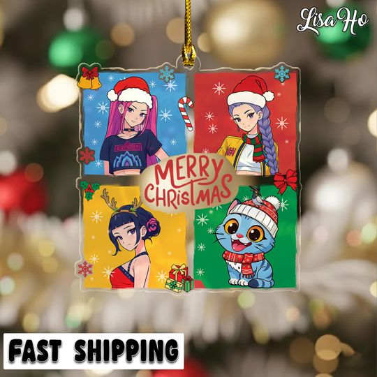 Discover Huntrix Kpop Demon Hunters Christmas Ornament, Anime Girl Decor 2025, KPDH Acrylic Ornament