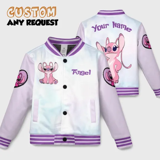 Discover Personalized Never Too Old For Angel Lilo And Stitch Cartoon Baseball Jacket