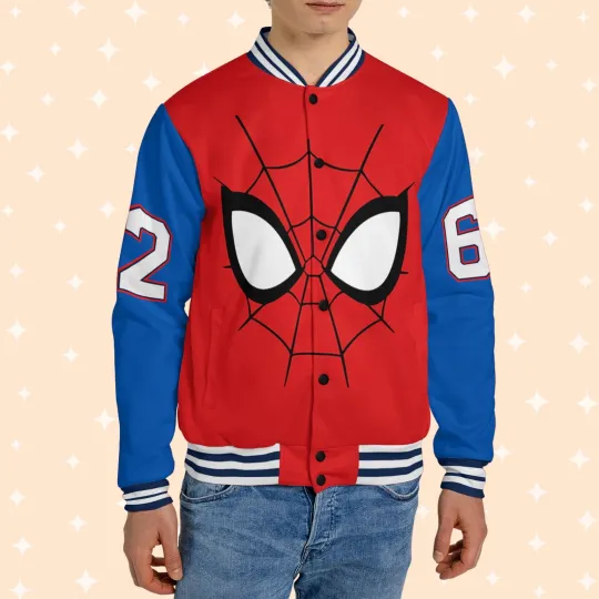 Personalized Spider Man Mask Awesome Superhero Gift For Fan Baseball Jacket